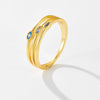 S925 Sterling Silver Threelayer Ring With Cool Blue Turquoise And Geometric Design Electroplated With Platinum Or 18K Gold