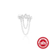 S925 Sterling Silver Triangle Heart Pattern Inlaid Zircon Tassel Cartilage Puncture Earrings Unisex