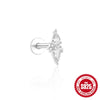 S925 Sterling Silver Triangle Heart Pattern Inlaid Zircon Tassel Cartilage Puncture Earrings Unisex