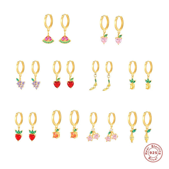 S925 Sterling Silver Tropical Fruit Geometric Fashion Creative Earrings