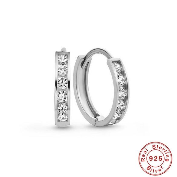 S925 Sterling Silver Tufted Zircon Geometric Women's Earring Ear Buckle Earrings
