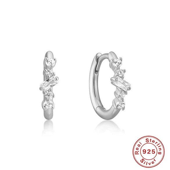S925 Sterling Silver Tufted Zircon Geometric Women's Earring Ear Buckle Earrings