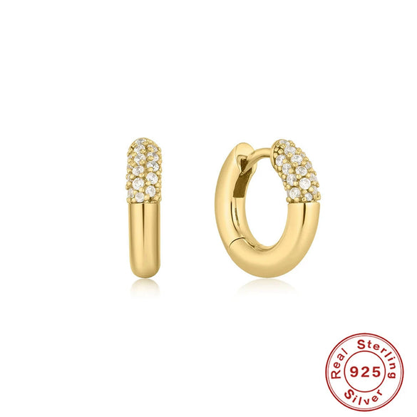 S925 Sterling Silver Tufted Zircon Geometric Women's Earring Ear Buckle Earrings