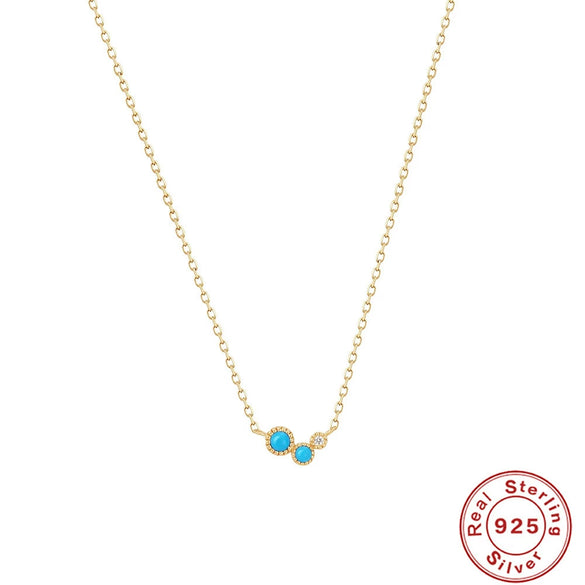 S925 Sterling Silver Turquoise Moon Fan Pendant Ball Chain Necklace With Diamond Design And Geometric Styling