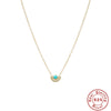 S925 Sterling Silver Turquoise Moon Fan Pendant Ball Chain Necklace With Diamond Design And Geometric Styling