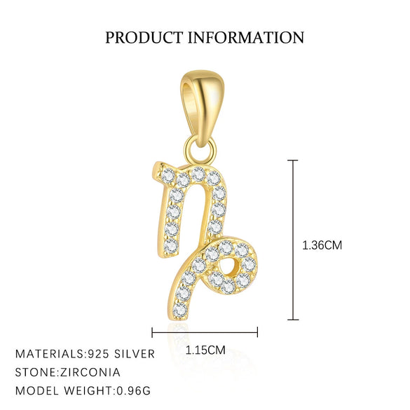 S925 Sterling Silver Twelve Constellation Micropaved Women's Clavicle Chain Pendant Necklace