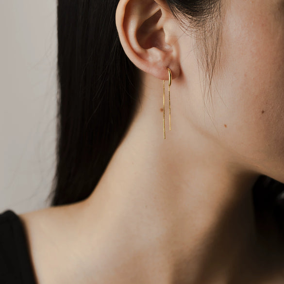 S925 Sterling Silver U Shape Geometric Tassel Pendant Earrings With Platinum And 18K Gold Electroplating For Women