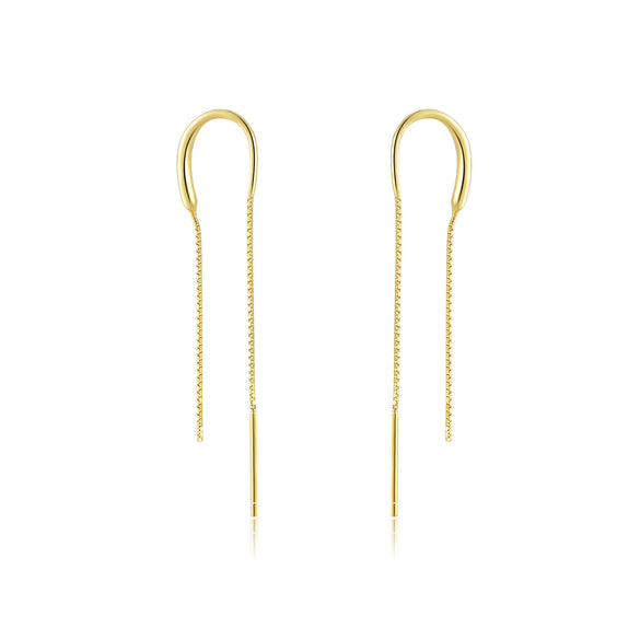 S925 Sterling Silver U Shape Geometric Tassel Pendant Earrings With Platinum And 18K Gold Electroplating For Women