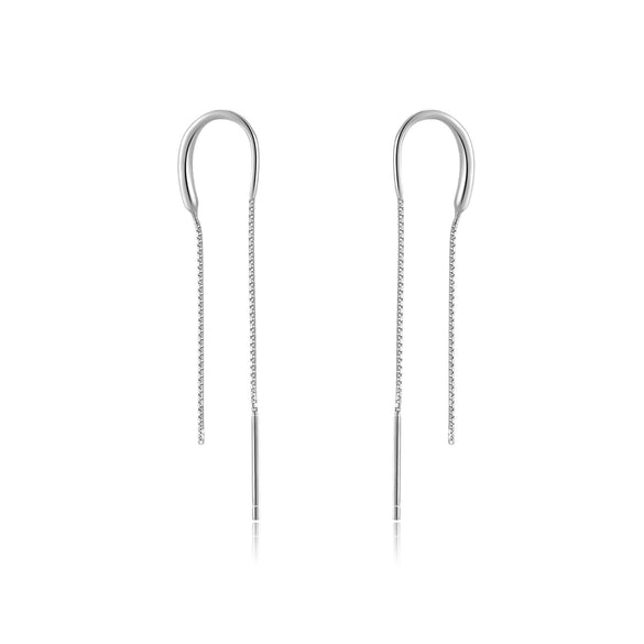 S925 Sterling Silver U Shape Geometric Tassel Pendant Earrings With Platinum And 18K Gold Electroplating For Women