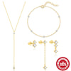 S925 Sterling Silver Unisex O Word Chain Jewelry Set With Electroplating And Diamond Zircon Classic And Elegant