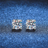 S925 Sterling Silver Unisex Screw Earrings With Four Claw Moissanite Simulation Diamond Electroplated Geometric Design