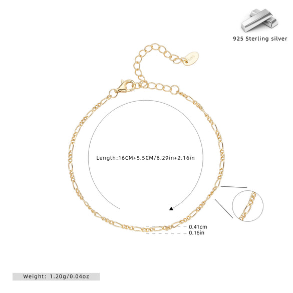 S925 Sterling Silver Ushape Car Flower Mother Chain Electroplated Women's Bracelet