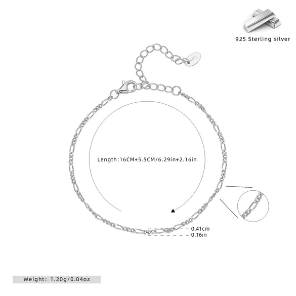 S925 Sterling Silver Ushape Car Flower Mother Chain Electroplated Women's Bracelet