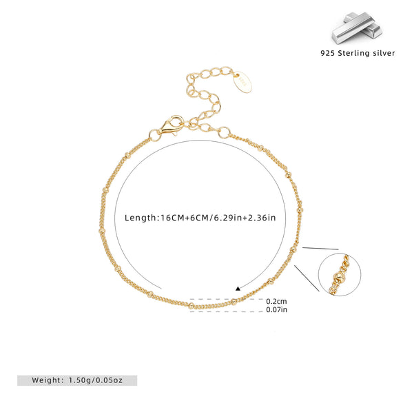 S925 Sterling Silver Ushape Electroplated Allmatch Temperament Bracelet