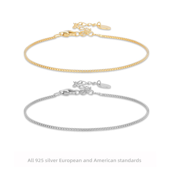 S925 Sterling Silver Ushape Electroplated Women's Square Zirconium Allmatch Bracelet