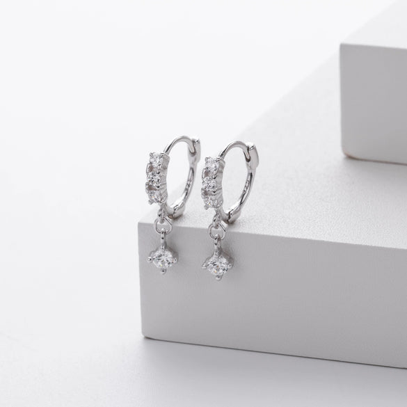 S925 Sterling Silver Ushape Microinlaid Zircon Earrings Electroplated Simple Light Luxury Women's Earrings
