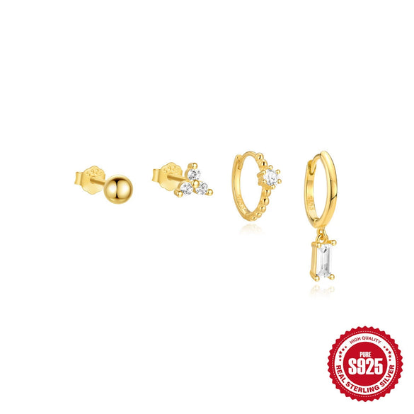 S925 Sterling Silver Ushaped Geometric Diamondencrusted Trendy Minimalist Electroplated Women's Earrings