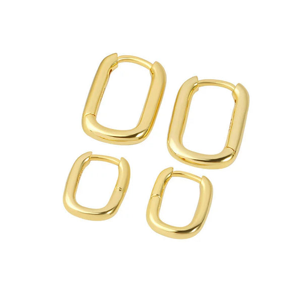 S925 Sterling Silver Ushaped Geometric Oval Electroplated Earrings