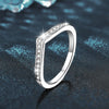 S925 Sterling Silver Vshaped Women's Geometric Moissanite Diamond Ring Jewelry