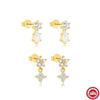 S925 Sterling Silver Water Drop Flower Opal Zircon Ice Flower Macaron Color Heart Shape Electroplated Women's Earrings