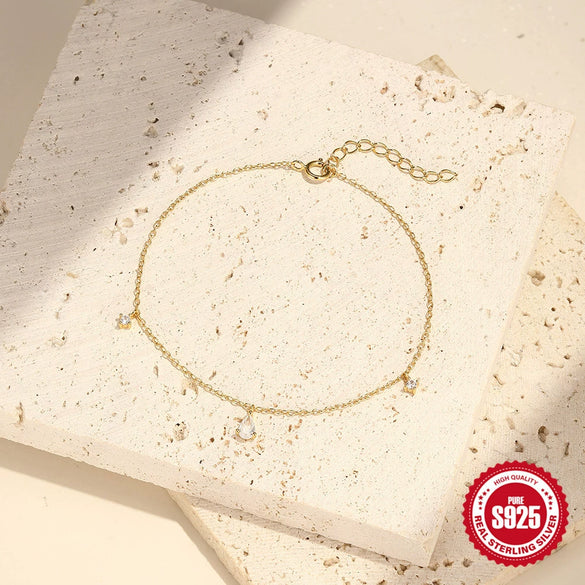 S925 Sterling Silver Water Drop Geometric Electroplated Women's Bracelet