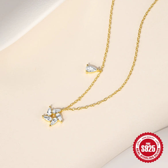 S925 Sterling Silver Water Drop Zircon Vortex Creative Unisex Jewelry With O Chain Electroplated Bracelet And Necklace