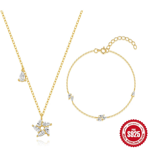 S925 Sterling Silver Water Drop Zircon Vortex Creative Unisex Jewelry With O Chain Electroplated Bracelet And Necklace