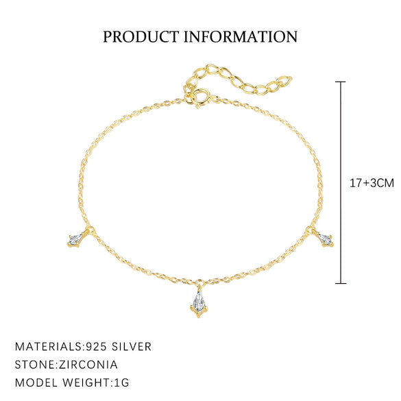 S925 Sterling Silver Water Drop Zircon Women's Light Luxury Geometric Earrings