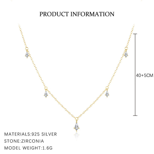 S925 Sterling Silver Water Drop Zircon Women's Light Luxury Geometric Earrings