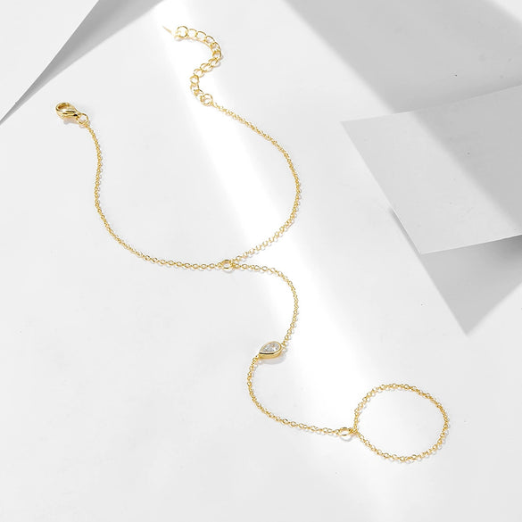 S925 Sterling Silver Water Drop Zircon Women's Minimalist Bracelet