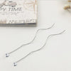 S925 Sterling Silver Wave Ear Line Earrings Simple Geometric Bead Dangle Earrings Elegant Fashion Silver Jewelry