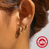 S925 Sterling Silver Wave Shaped Zircon Embedded Electroplated Minimalist Earrings