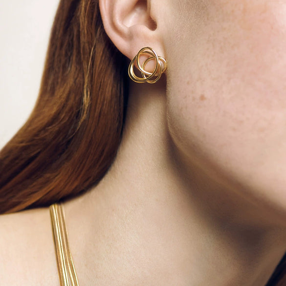 S925 Sterling Silver Winding Circle Geometric Earrings With Electroplating For Women