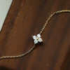 S925 Sterling Silver Women's Anklet Fourleaf Clover Pattern 18K Gold Plated Inlaid With Diamonds Light Luxury Style