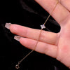 S925 Sterling Silver Women's Anklet Fourleaf Clover Pattern 18K Gold Plated Inlaid With Diamonds Light Luxury Style