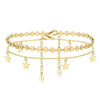 S925 Sterling Silver Women's Anklet With Star Flash O Chain And Disc Chain Simple Style With Letters Numbers Text Pattern