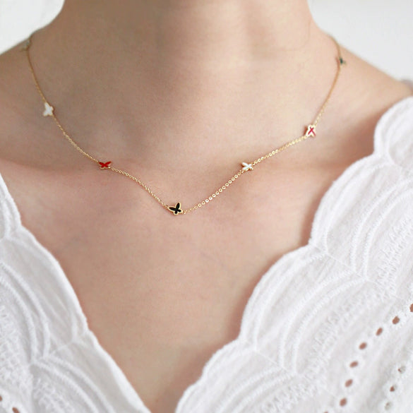 S925 Sterling Silver Women's Butterfly Necklace Simple Elegant Clavicle Chain Electroplated Animal Pendant