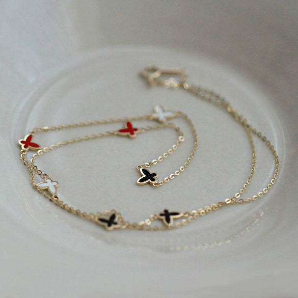S925 Sterling Silver Women's Butterfly Necklace Simple Elegant Clavicle Chain Electroplated Animal Pendant