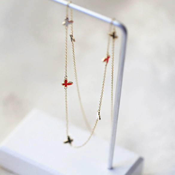 S925 Sterling Silver Women's Butterfly Necklace Simple Elegant Clavicle Chain Electroplated Animal Pendant