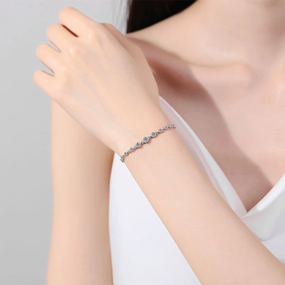 S925 Sterling Silver Women's Champagne Gold Moissanite Bracelet With Cartoon Characters Leaves Animal Zodiac Shapes Electroplated