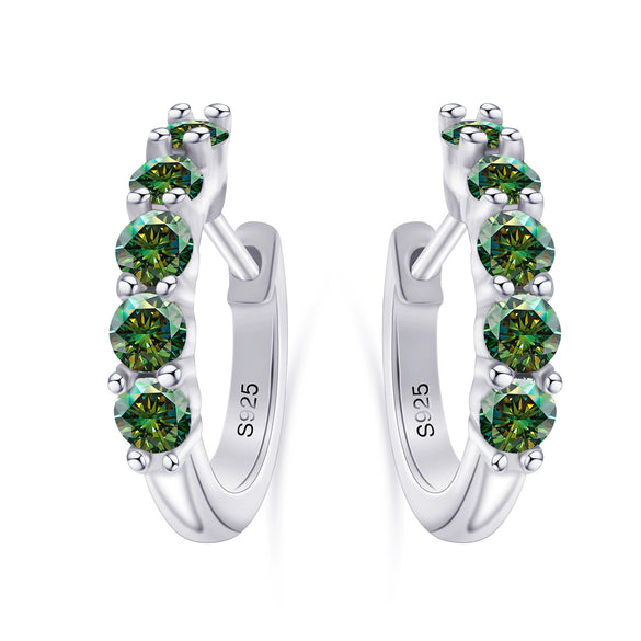 S925 Sterling Silver Women's Classic Round Moissanite And Diamond Earrings