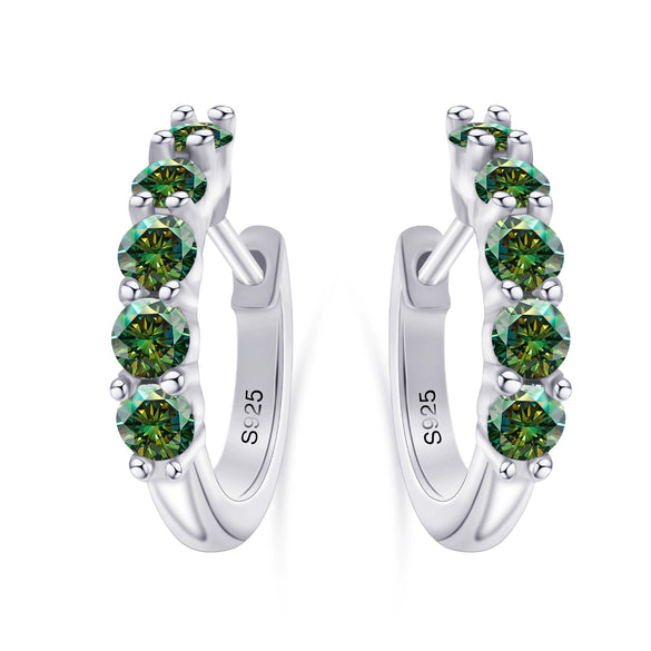 S925 Sterling Silver Women's Classic Round Moissanite And Diamond Earrings