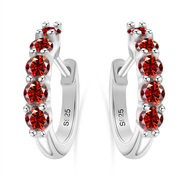 S925 Sterling Silver Women's Classic Round Moissanite And Diamond Earrings