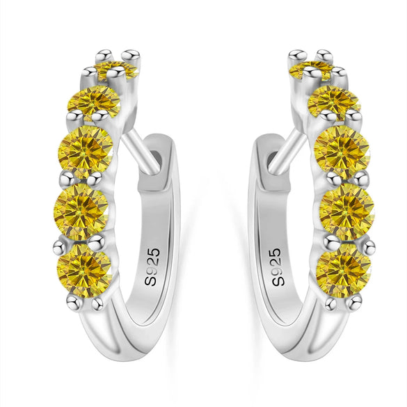 S925 Sterling Silver Women's Classic Round Moissanite And Diamond Earrings