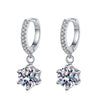 S925 Sterling Silver Women's Earrings Plated Pt950 Micro Set Classic Sixclaw With Crown Pattern Moissanite Earrings