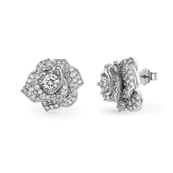 S925 Sterling Silver Women's Earrings With Maple Leaf Butterfly Rose Zircon And Geometric Design Electroplated Light Luxury Style