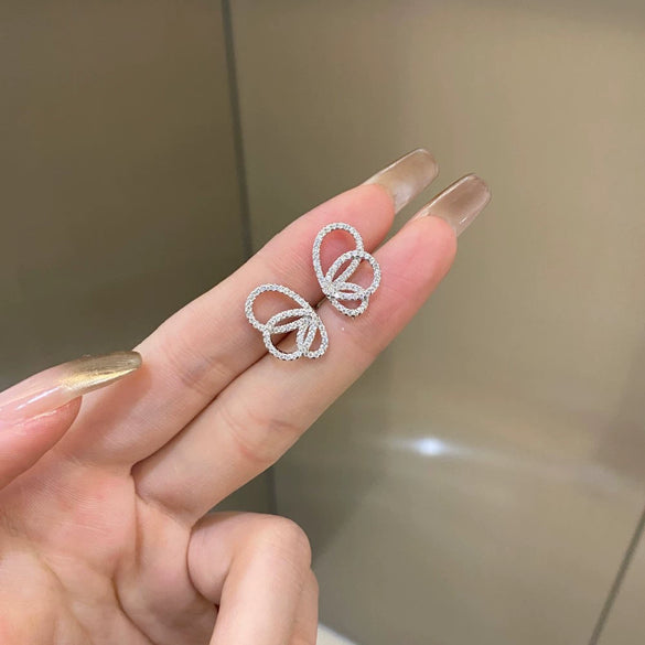 S925 Sterling Silver Women's Earrings With Maple Leaf Butterfly Rose Zircon And Geometric Design Electroplated Light Luxury Style