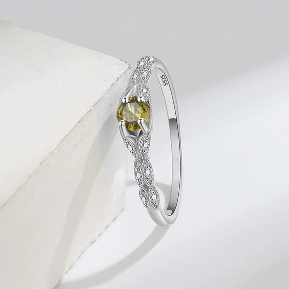 S925 Sterling Silver Women's Geometric Amethyst Zircon Ring Simple Fashion Electroplated Gemstone Jewelry