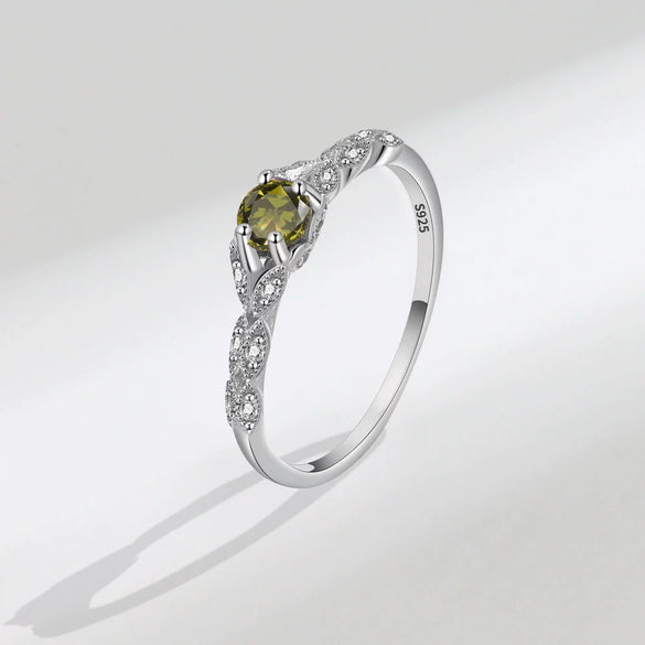 S925 Sterling Silver Women's Geometric Amethyst Zircon Ring Simple Fashion Electroplated Gemstone Jewelry