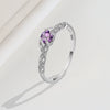 S925 Sterling Silver Women's Geometric Amethyst Zircon Ring Simple Fashion Electroplated Gemstone Jewelry